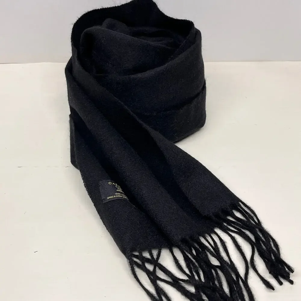 Club Room Unisex Cashmere Fringe Scarf Black